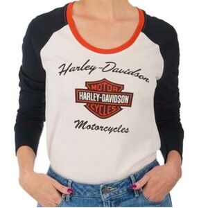 Harley-Davidson Medium Top First-Class Long Sleeve Raglan Colorblock Tee NWT
